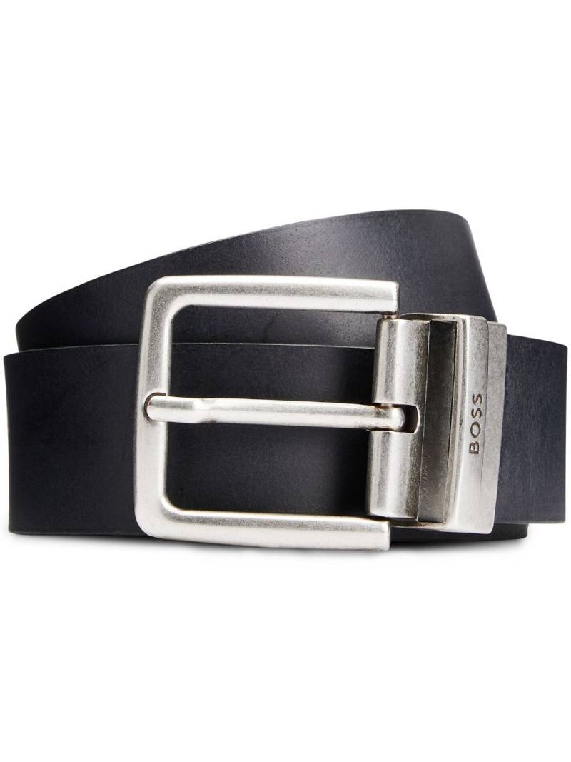 BOSS logo-engraved faux-leather belt - Black von BOSS