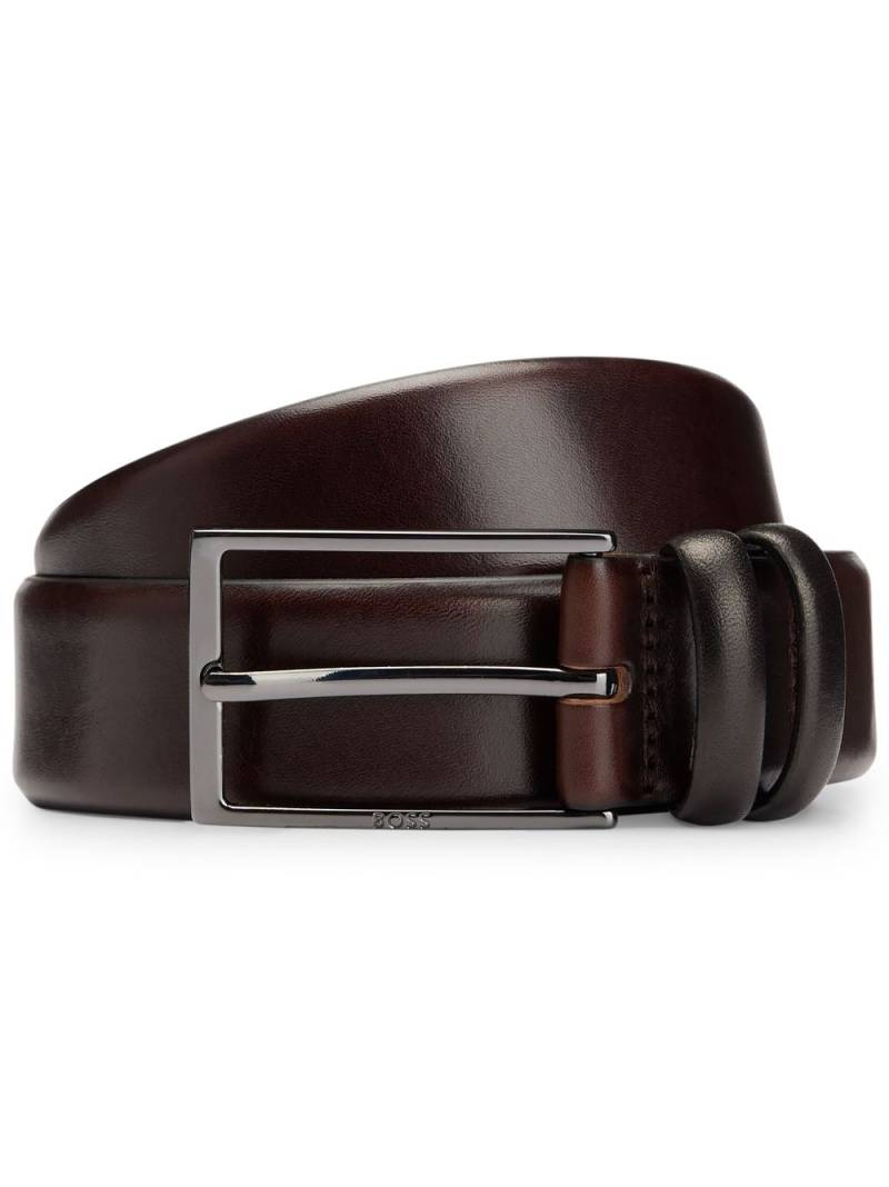 BOSS logo-engraved leather belt - Brown von BOSS