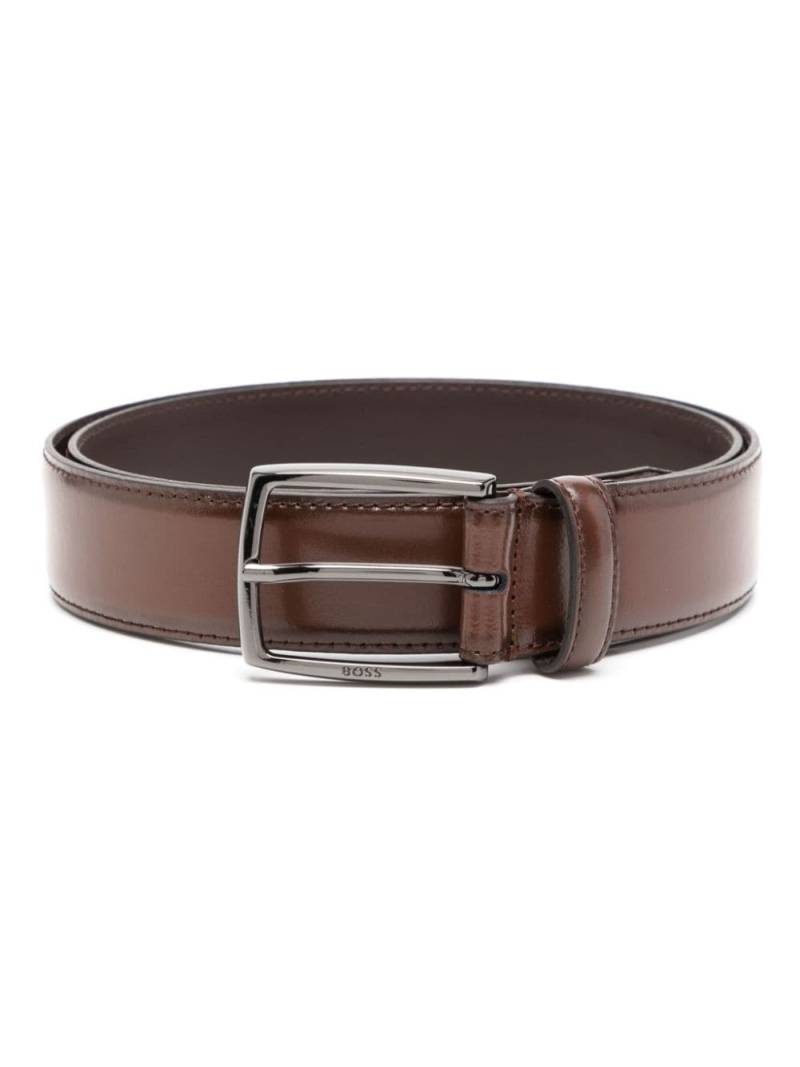 BOSS logo-engraved leather belt - Brown von BOSS