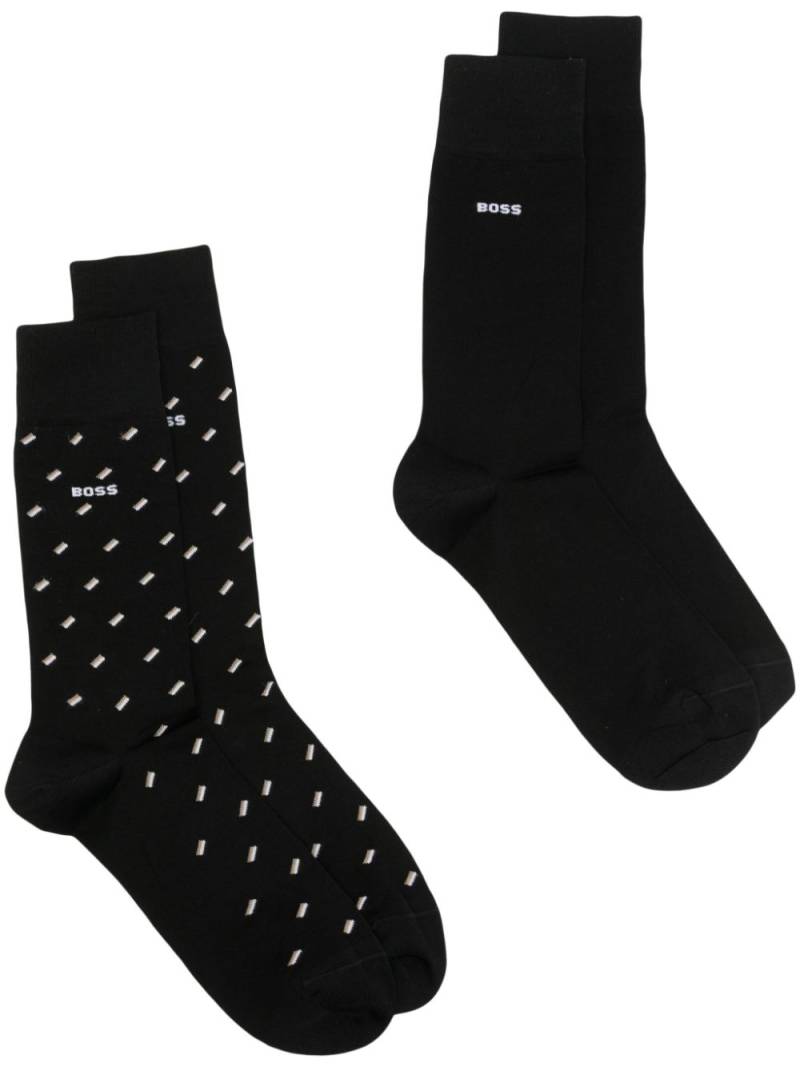 BOSS logo-intarsia stretch-cotton socks (pack of two) - Black von BOSS