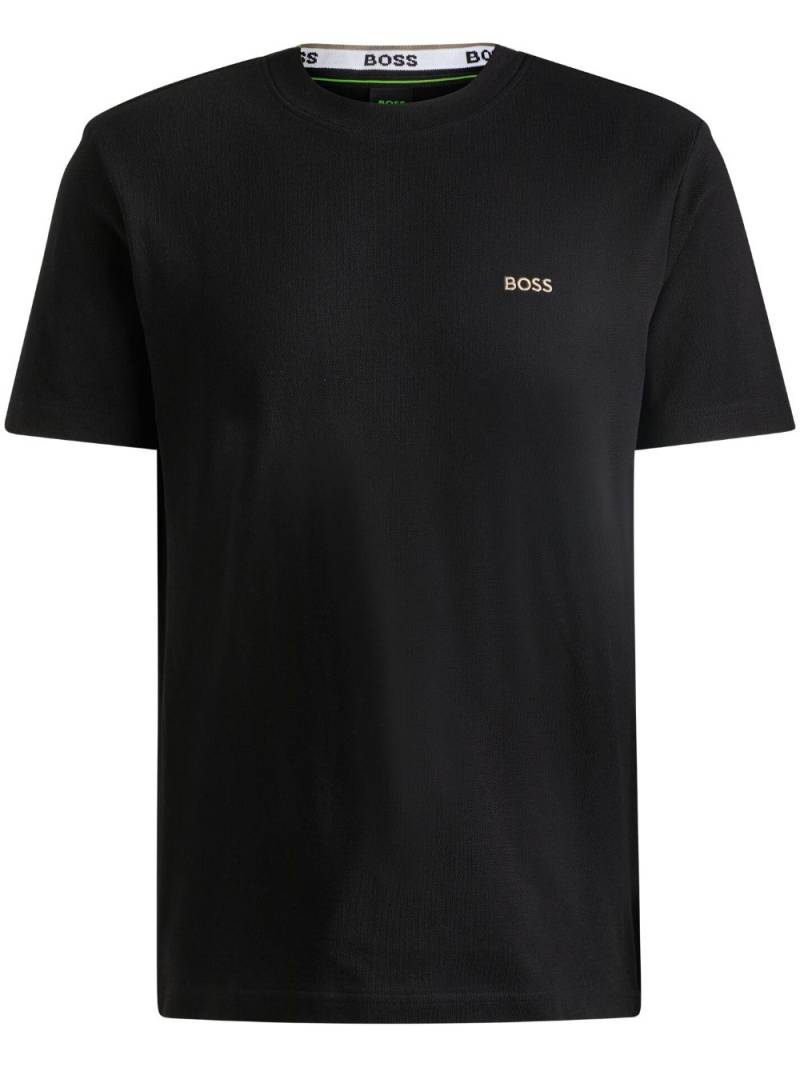 BOSS logo-jacquard piqué T-shirt - Black von BOSS