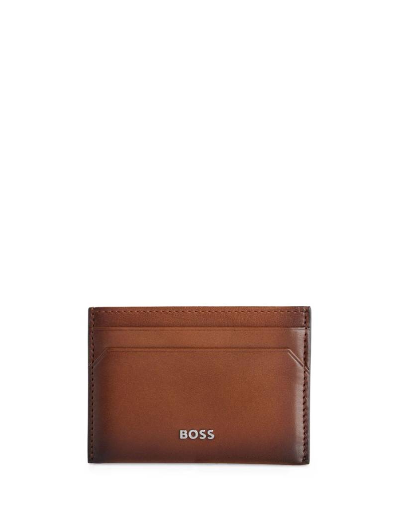 BOSS logo leather card holder - Brown von BOSS