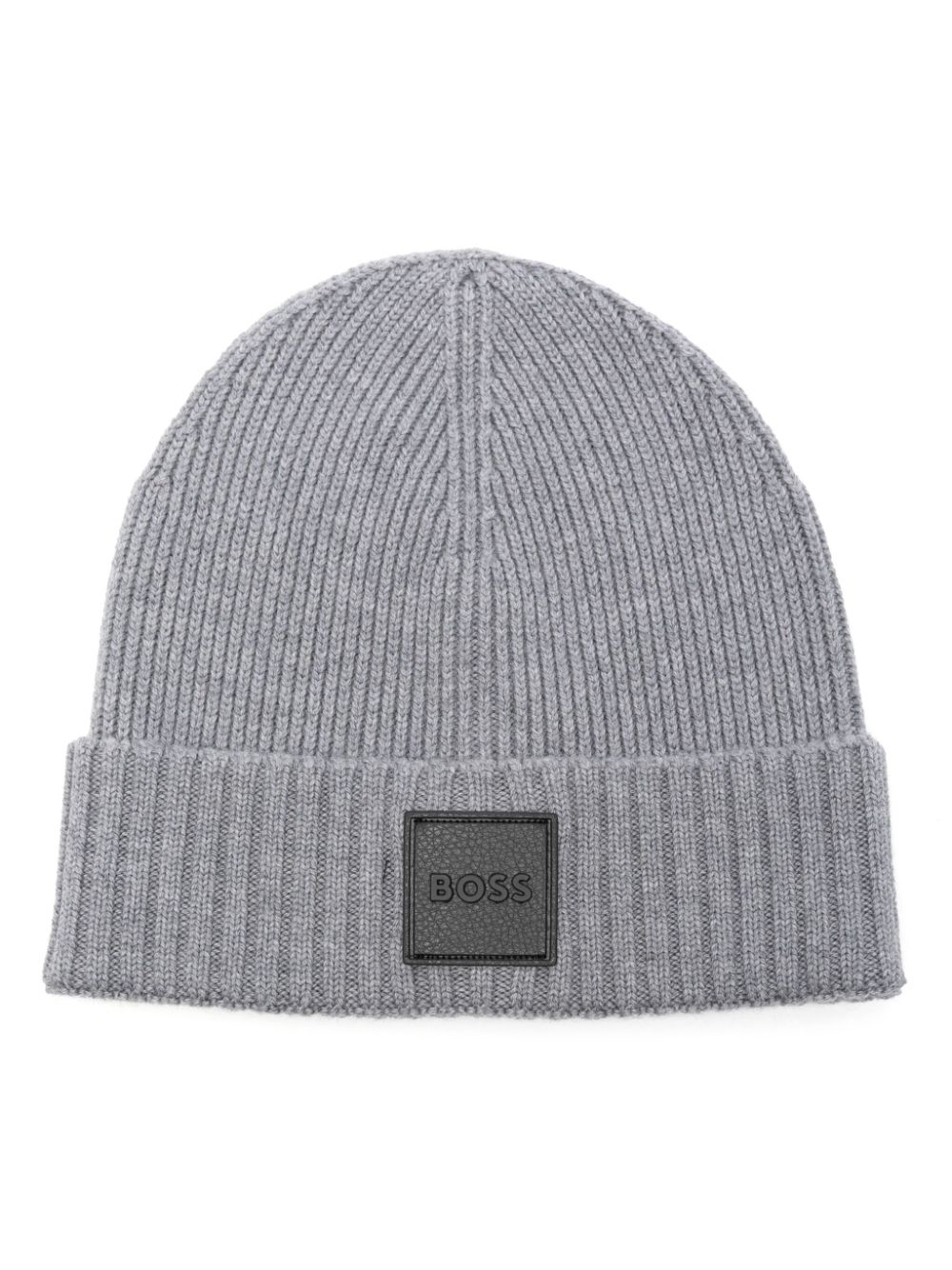 BOSS logo-patch beanie hat - Grey von BOSS