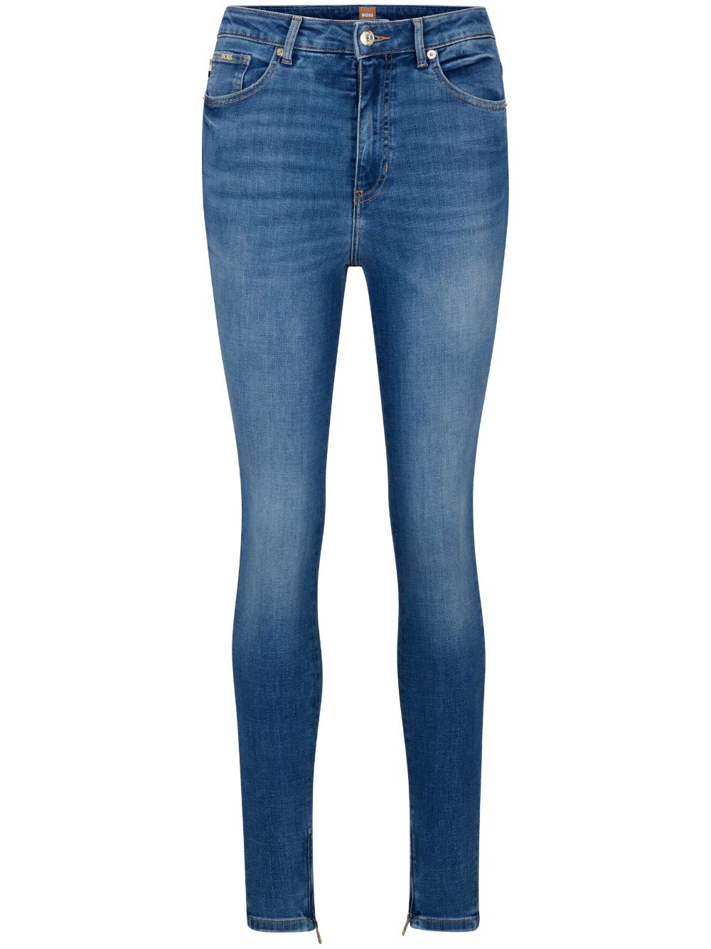 BOSS logo-patch cotton-blend skinny jeans - Blue von BOSS