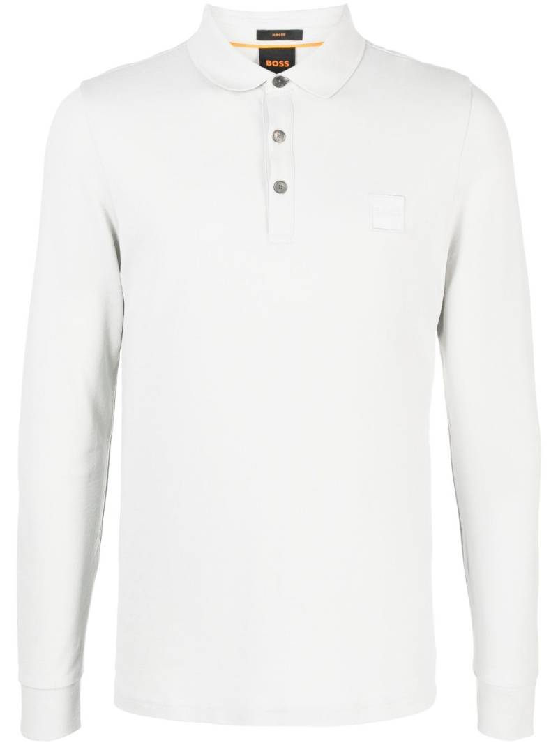 BOSS logo-patch cotton polo shirt - Grey von BOSS