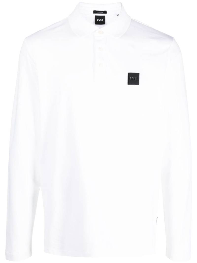 BOSS logo-patch cotton polo shirt - White von BOSS