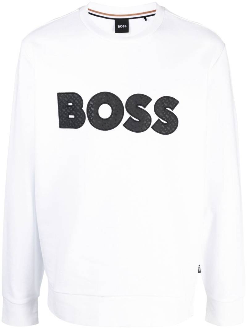 BOSS logo-patch cotton sweatshirt - White von BOSS