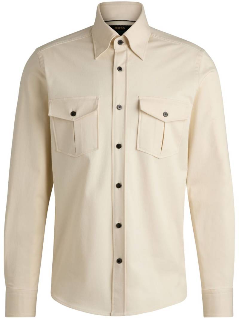 BOSS logo-patch shirt - Neutrals von BOSS