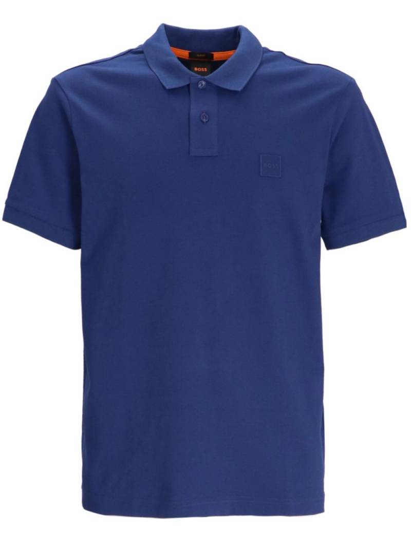 BOSS logo-patch stretch polo shirt - Blue von BOSS