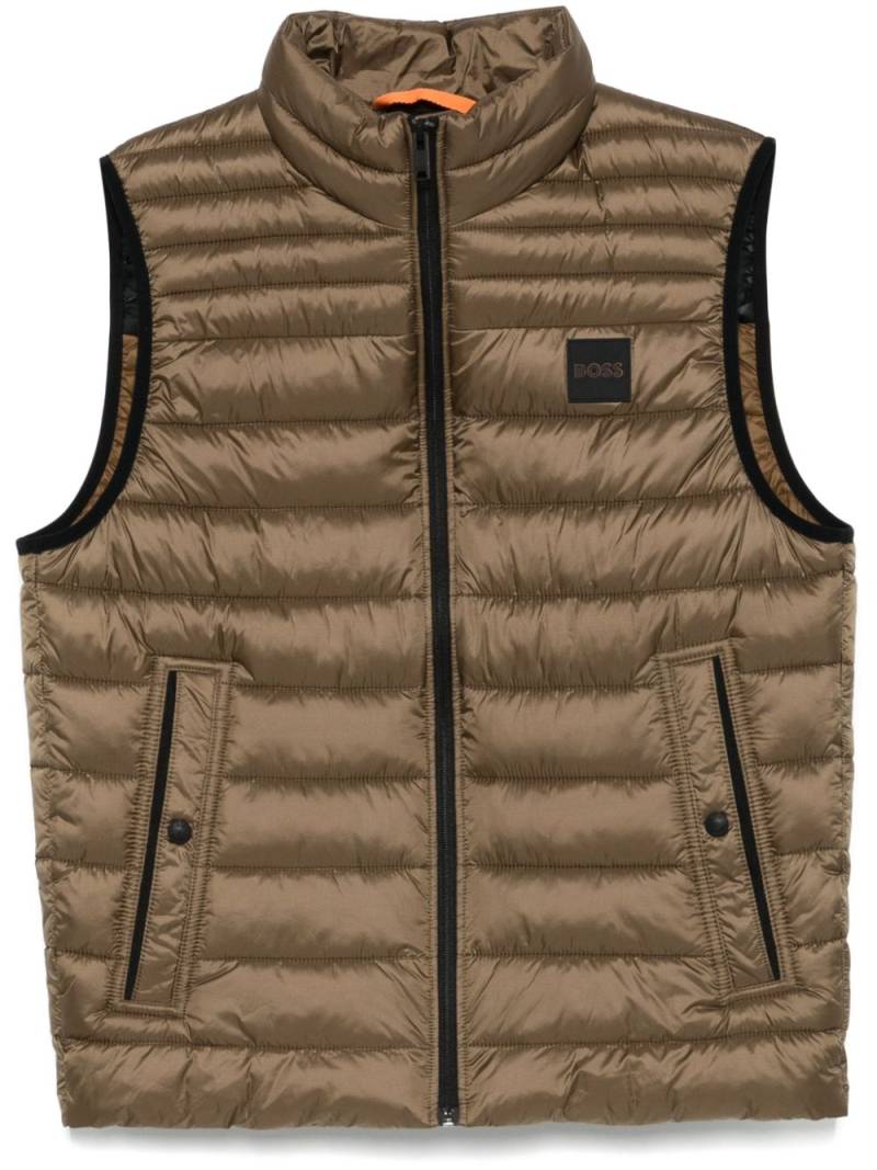 BOSS logo-patch water-repellent gilet - Brown von BOSS