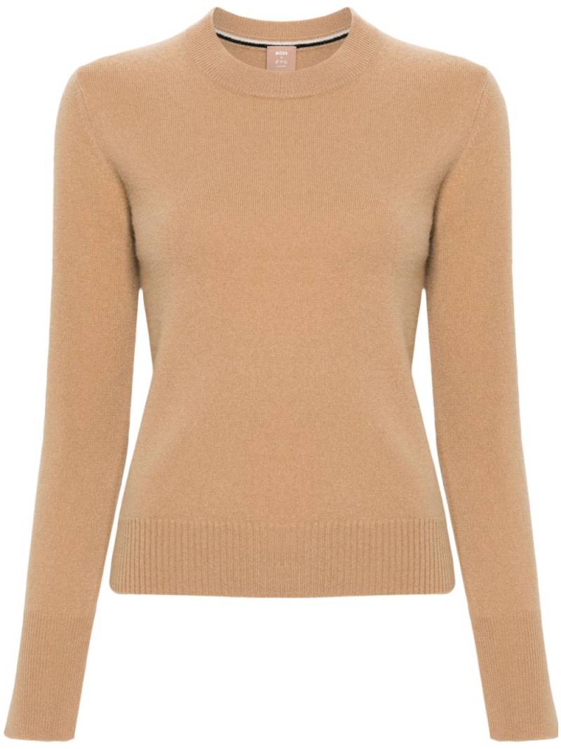 BOSS logo-plaque cashmere jumper - Neutrals von BOSS