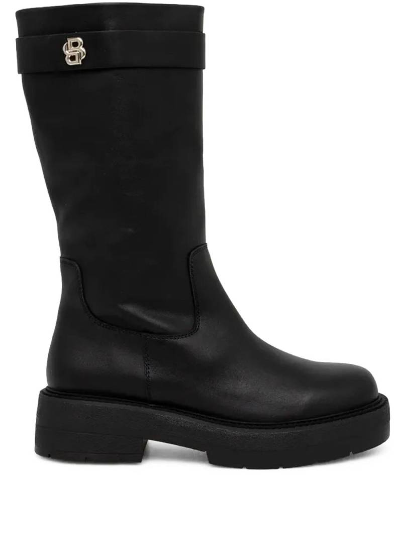 BOSS logo-plaque leather boots - Black von BOSS