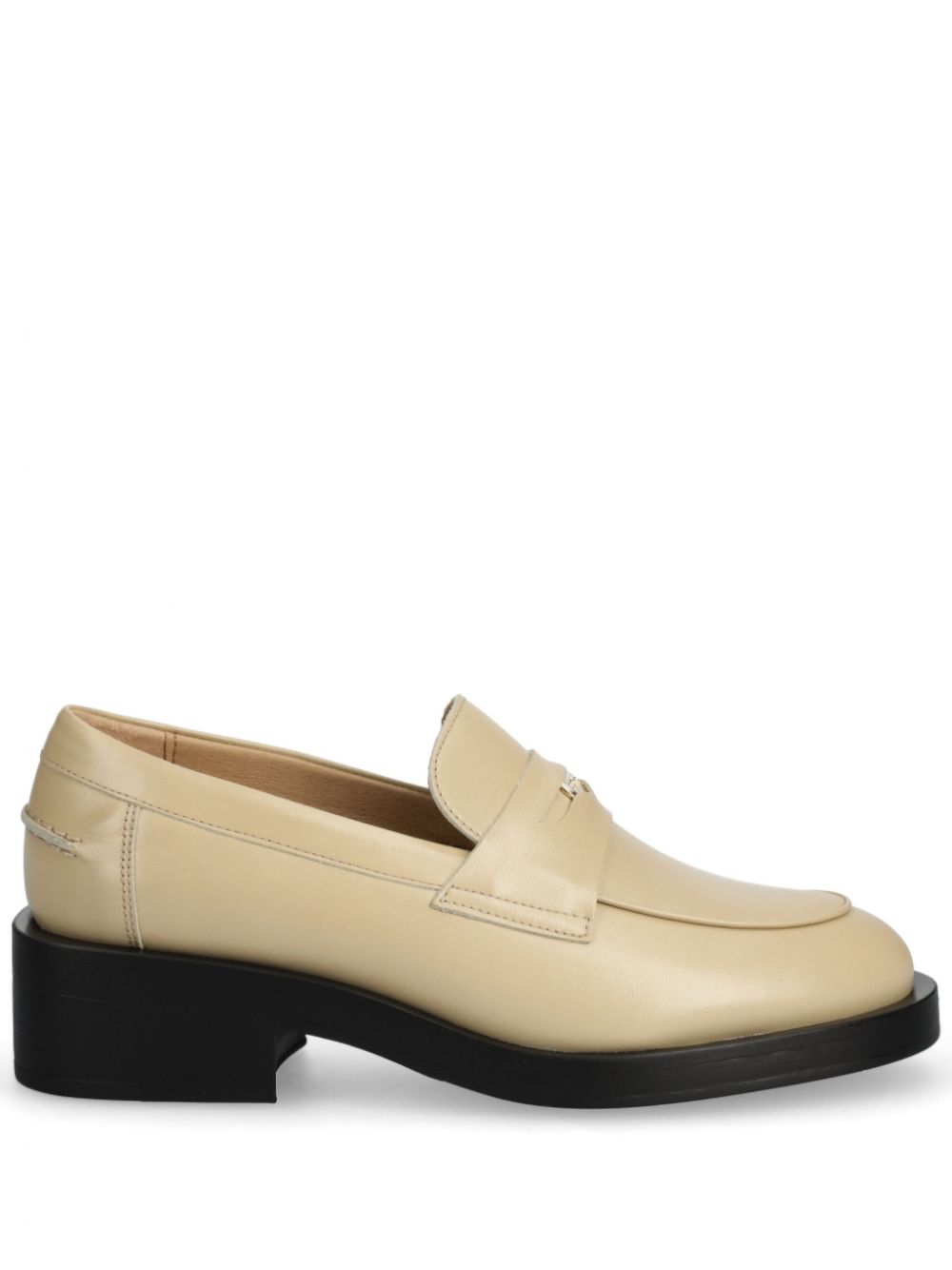 BOSS logo-plaque leather loafers - Neutrals von BOSS