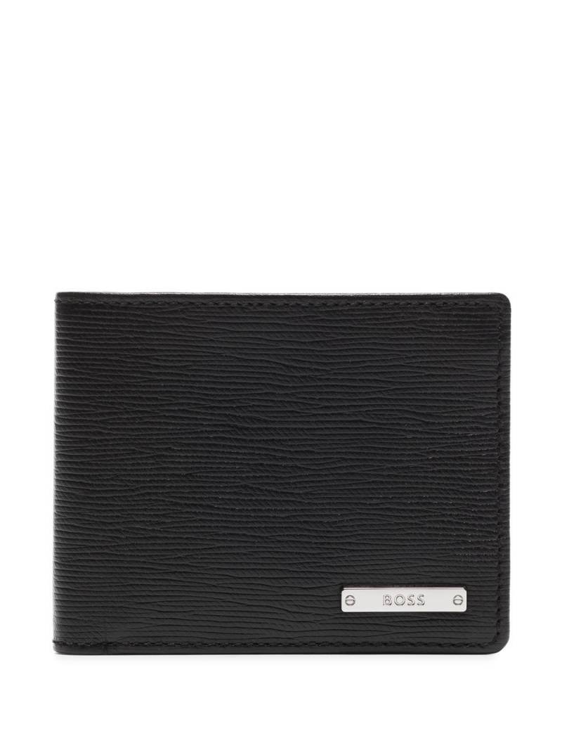 BOSS logo-plaque leather wallet - Black von BOSS