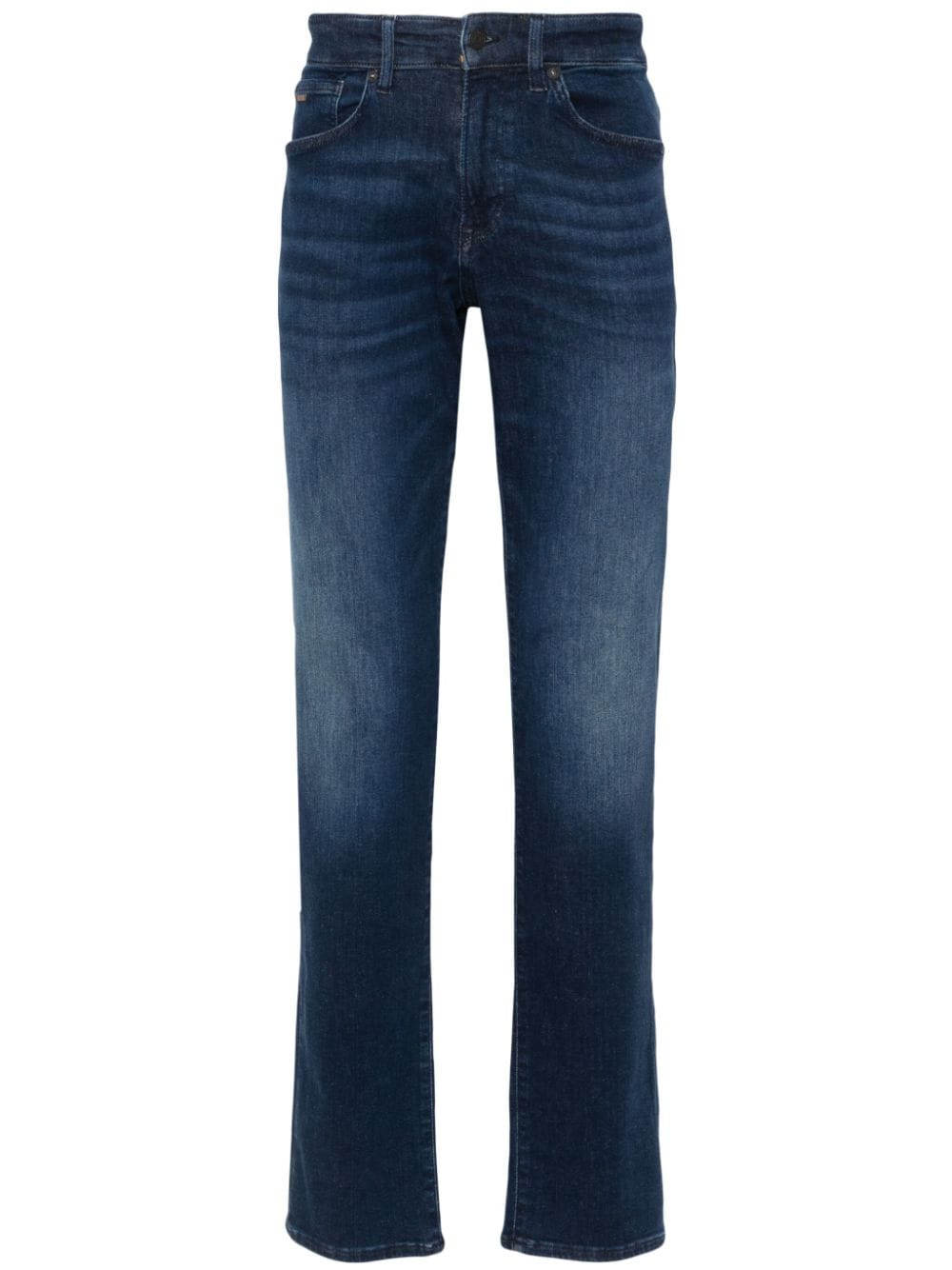 BOSS logo-plaque tapered jeans - Blue von BOSS