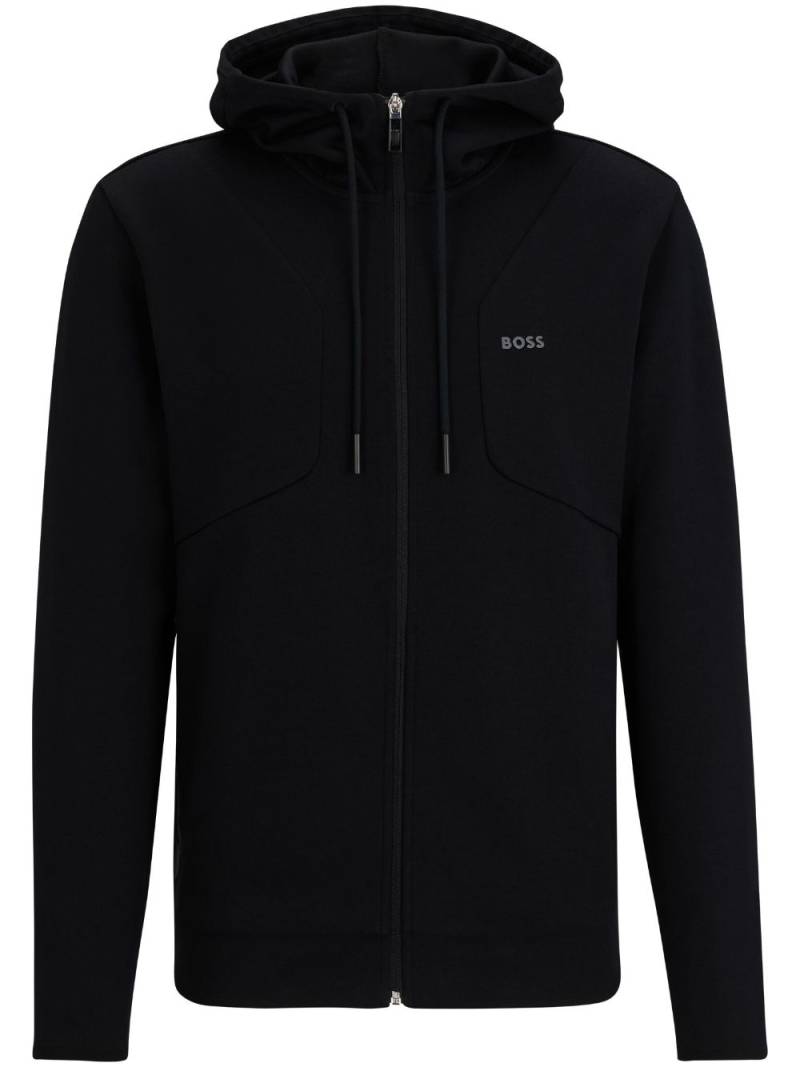 BOSS logo-print cotton-blend hoodie - Black von BOSS