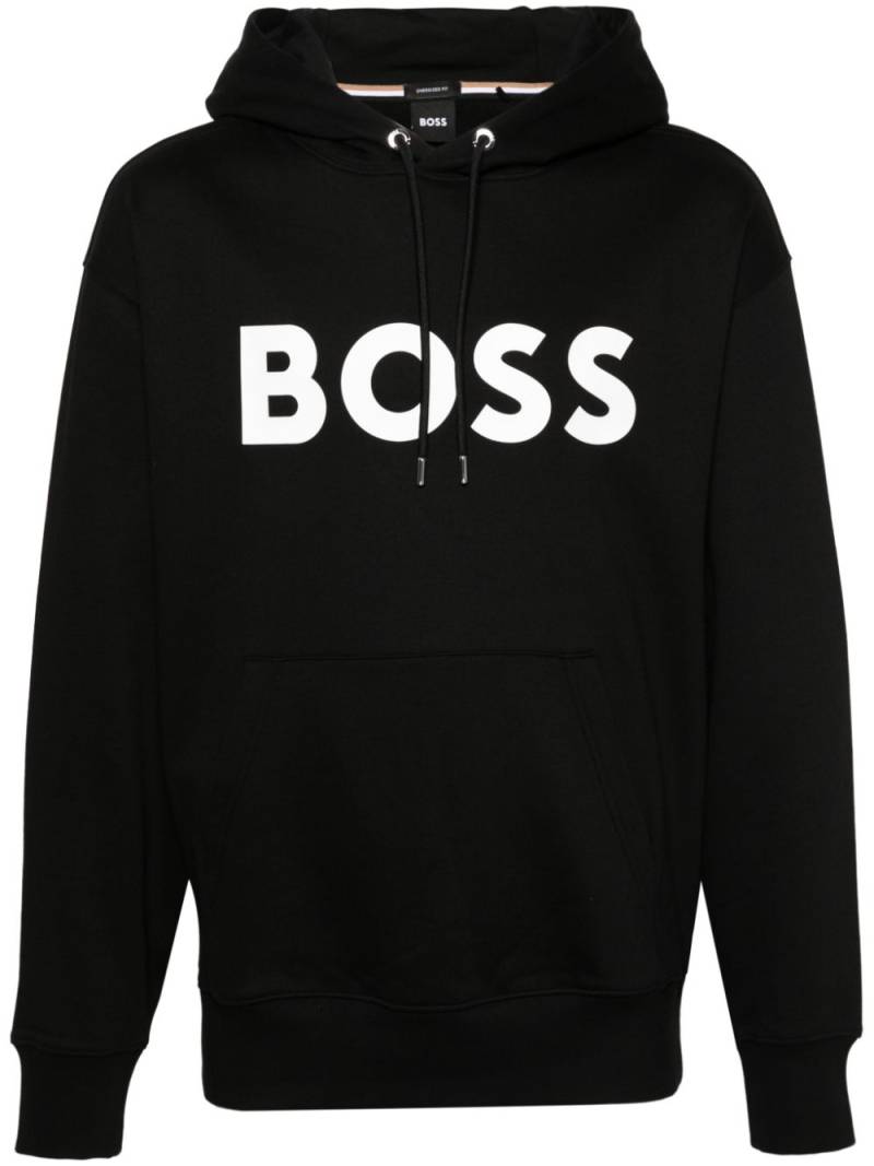 BOSS logo-print cotton hoodie - Black von BOSS