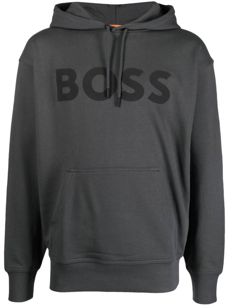 BOSS logo-print cotton hoodie - Grey von BOSS