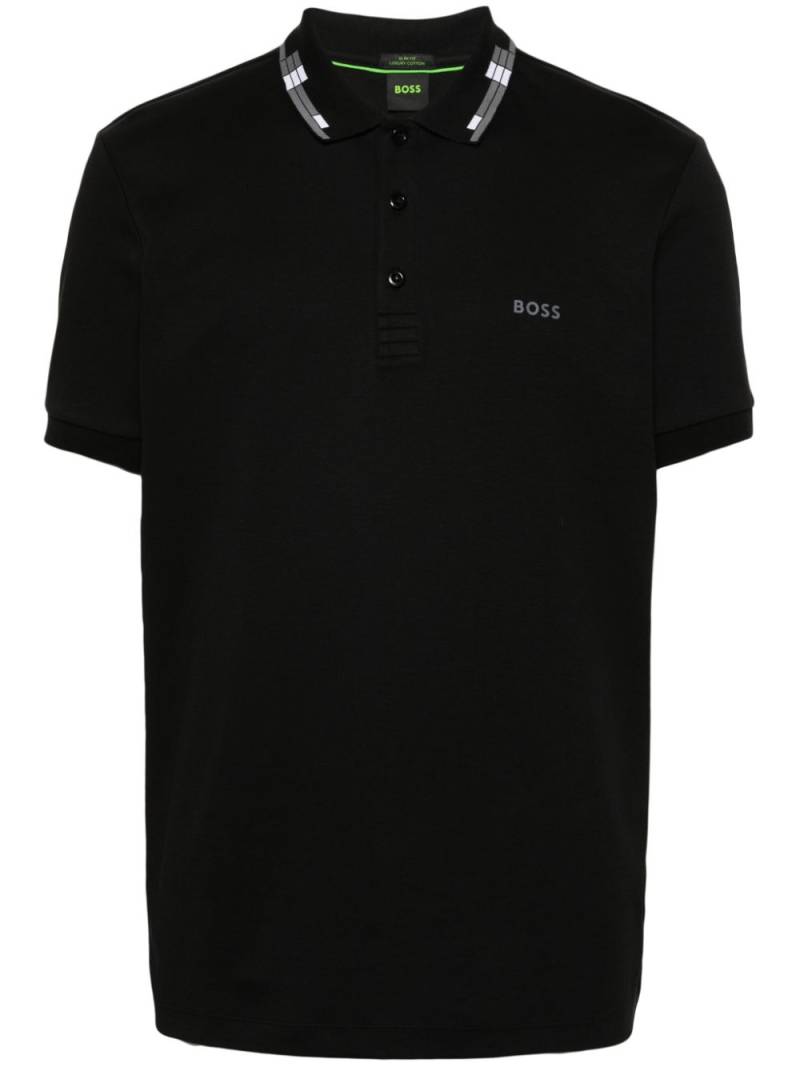 BOSS logo-print cotton polo shirt - Black von BOSS