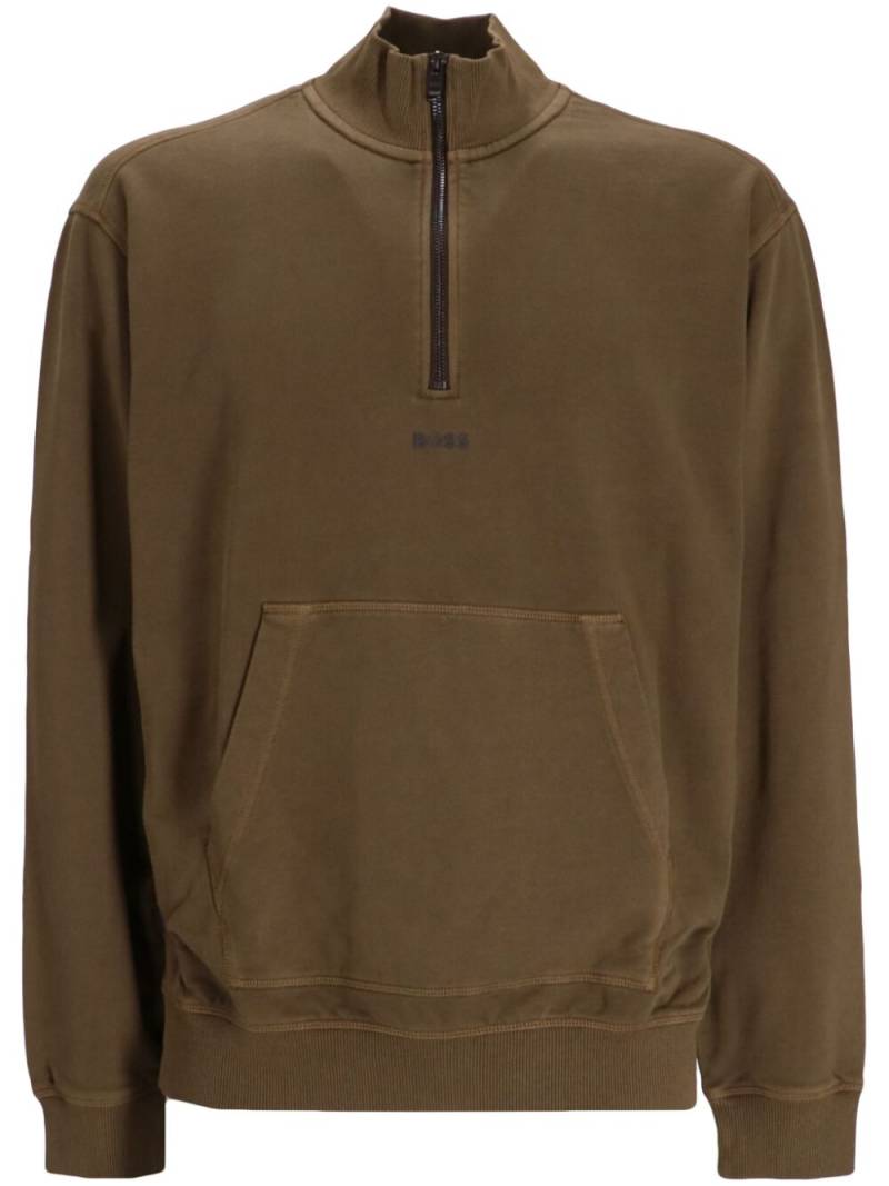 BOSS logo-print cotton sweatshirt - Green von BOSS