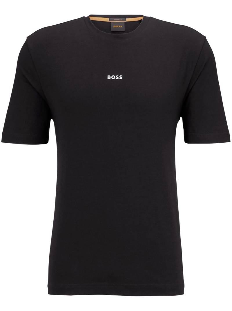 BOSS logo-print crew-neck cotton T-shirt - Black von BOSS