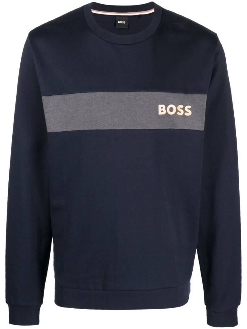 BOSS logo-print crew-neck sweatshirt - Blue von BOSS