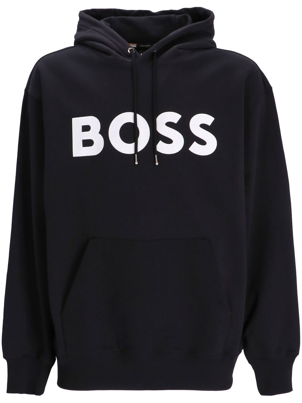 BOSS logo-print drawstring hoodie - Black von BOSS