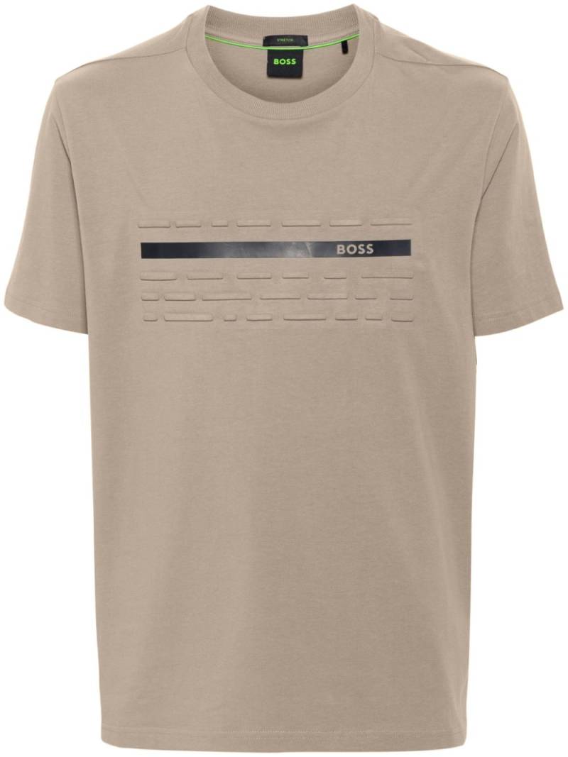 BOSS logo-print embossed T-shirt - Neutrals von BOSS