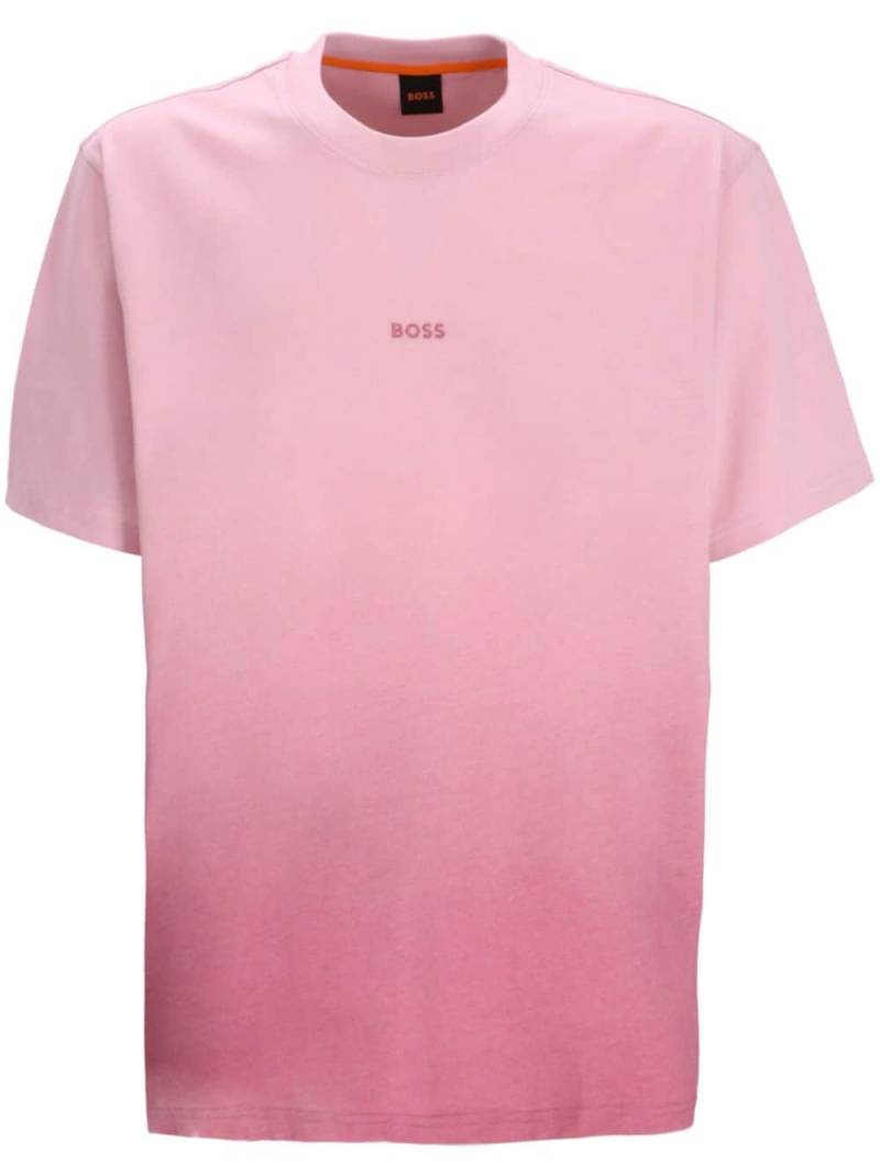 BOSS logo-print gradient cotton T-shirt - Pink von BOSS