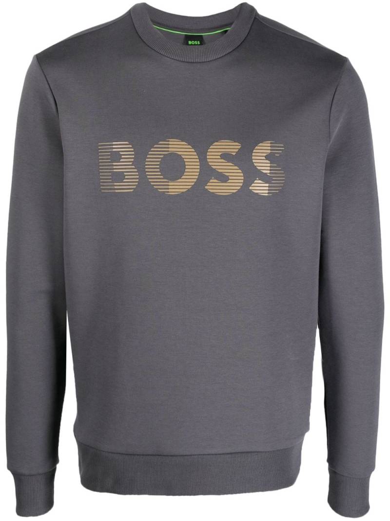 BOSS logo-print long-sleeve sweatshirt - Grey von BOSS