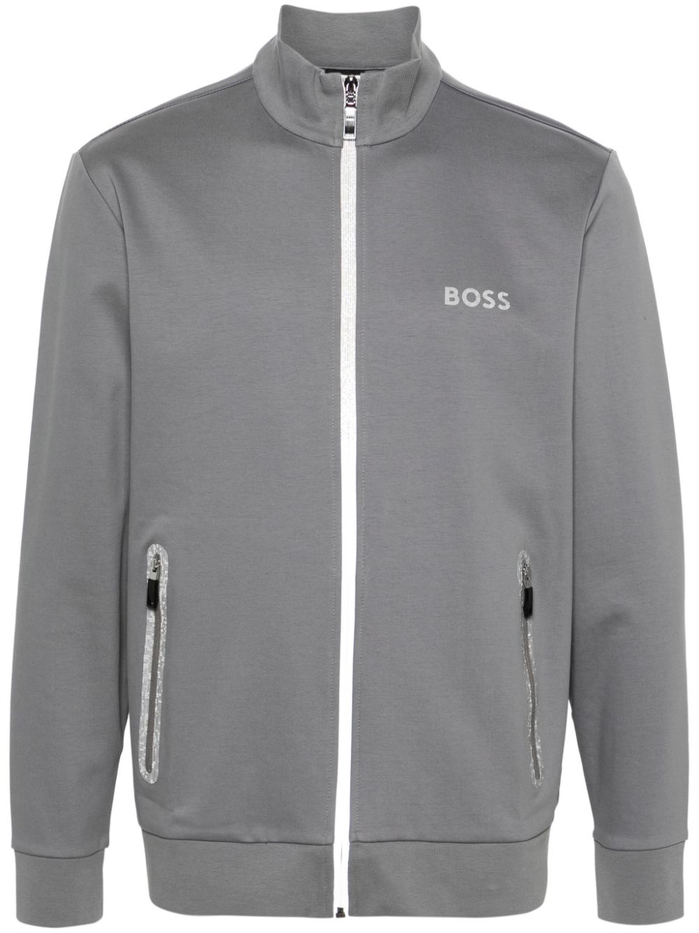 BOSS logo-print pixelated-details sweatshirt - Grey von BOSS