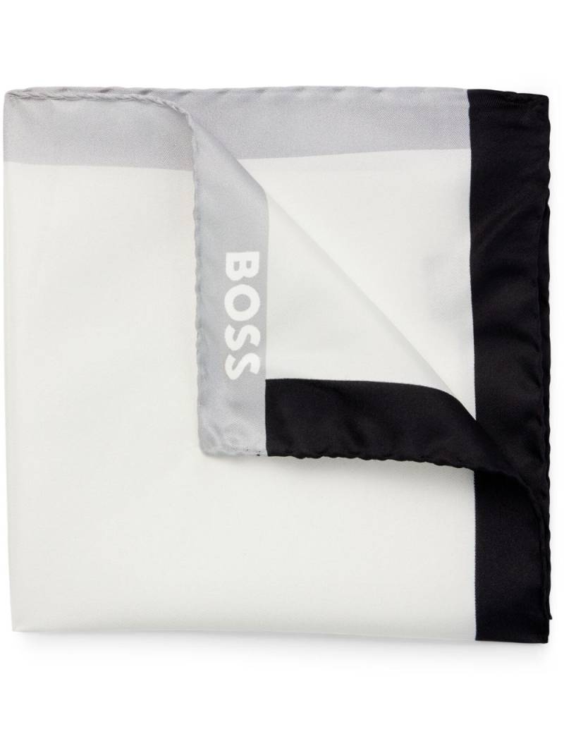 BOSS logo-print silk scarf - White von BOSS