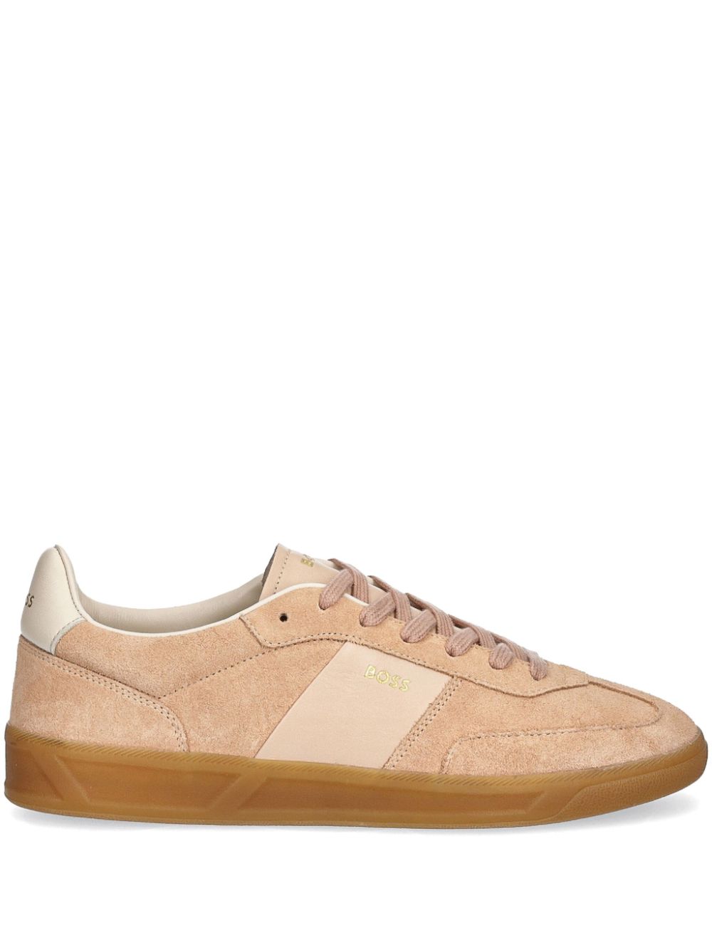 BOSS logo-print suede sneakers - Neutrals von BOSS