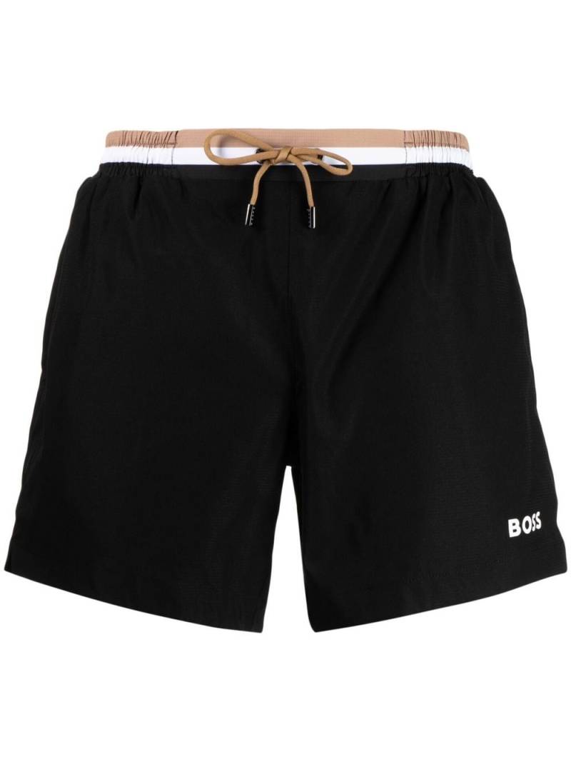 BOSS logo-print swim shorts - Brown von BOSS