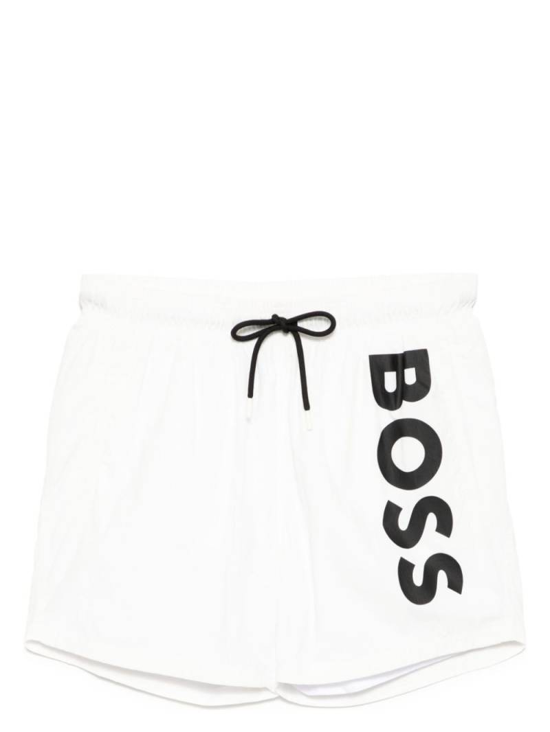 BOSS logo print swim shorts - White von BOSS