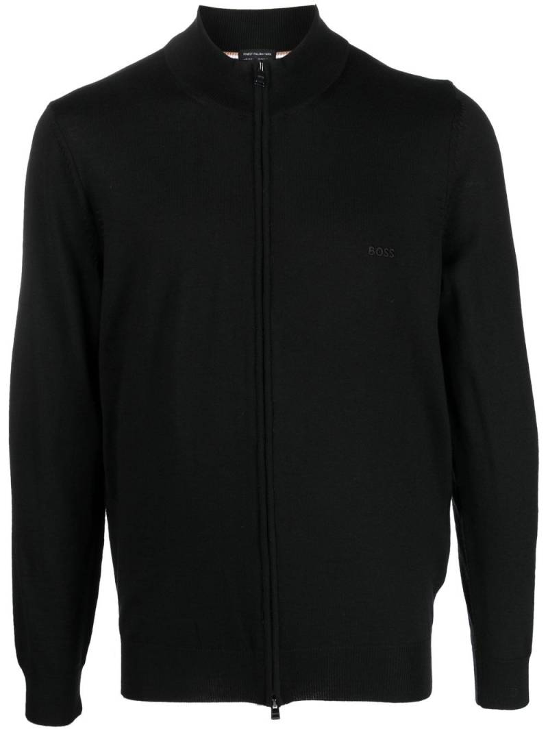 BOSS logo-print zip-front jumper - Black von BOSS