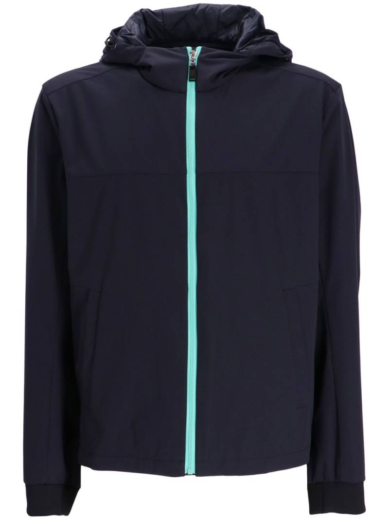 BOSS logo-print zip-up hooded jacket - Blue von BOSS