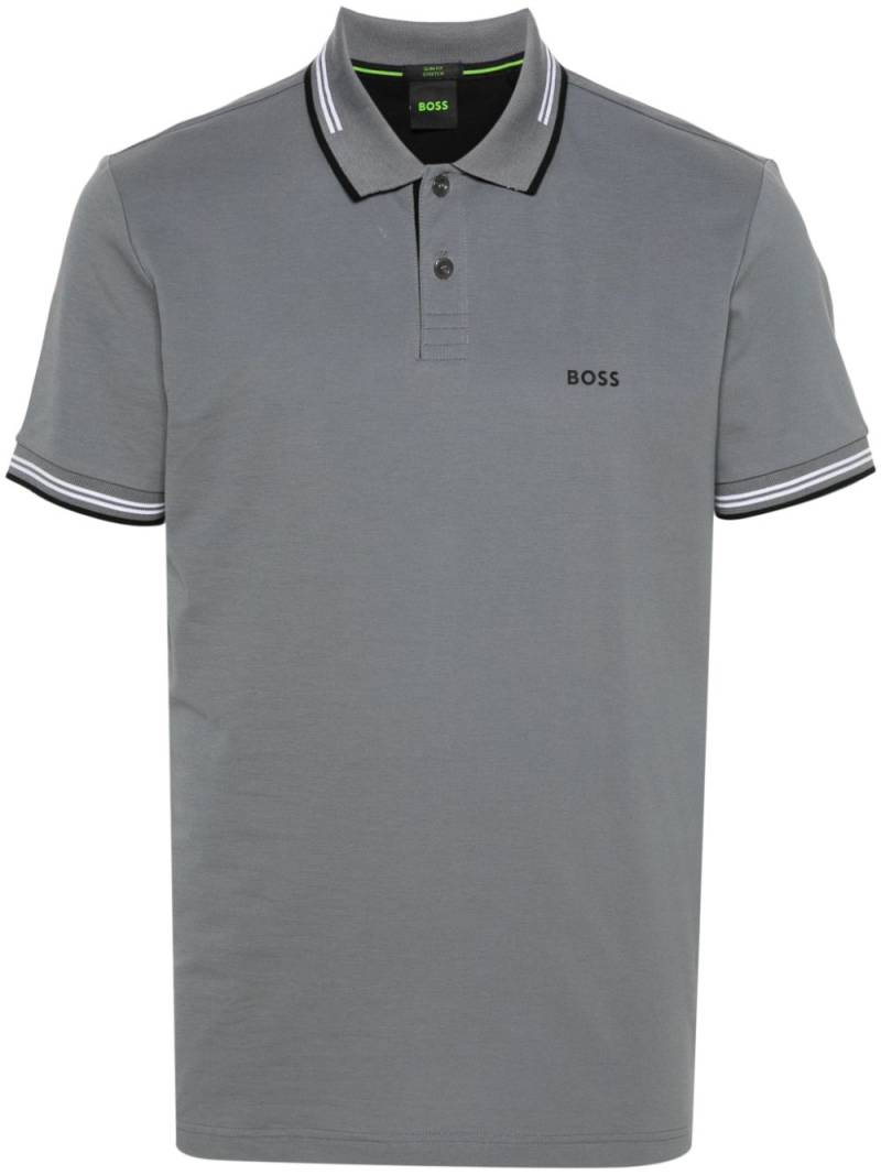 BOSS logo-raised polo shirt - Grey von BOSS