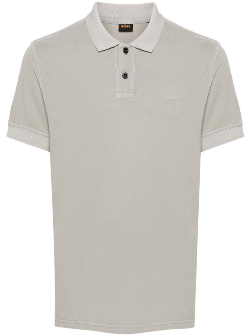 BOSS logo-rubberised cotton polo shirt - Grey von BOSS