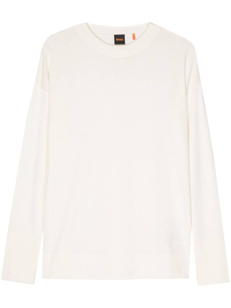 BOSS logo-rubberised fine-knit jumper - Neutrals von BOSS