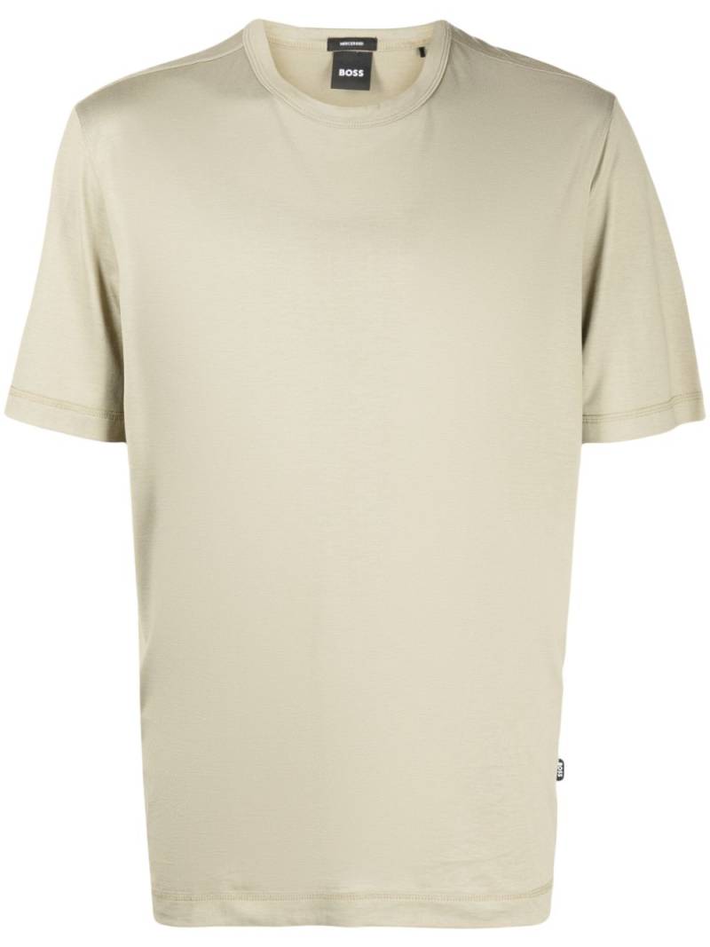 BOSS logo-tag cotton-lyocell blend T-shirt - Neutrals von BOSS