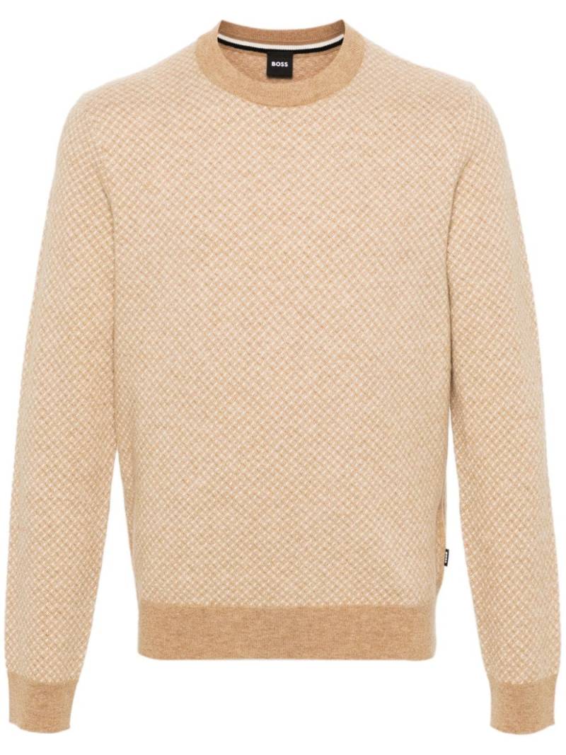 BOSS logo-tag sweater - Neutrals von BOSS