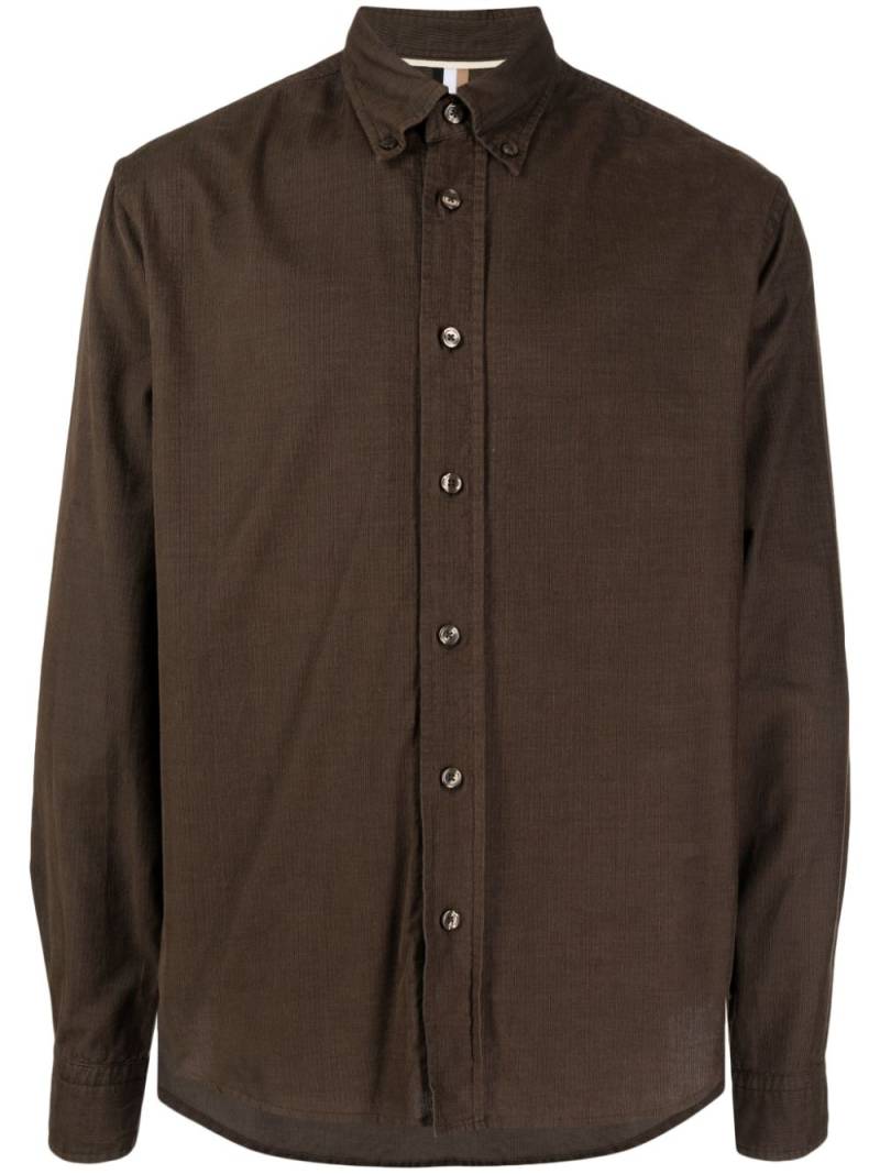 BOSS long-sleeve cotton corduroy shirt - Brown von BOSS