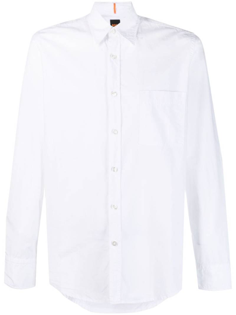 BOSS long-sleeve cotton shirt - White von BOSS