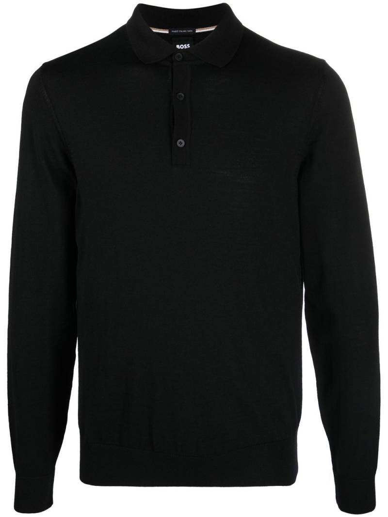 BOSS long-sleeve polo shirt - Black von BOSS