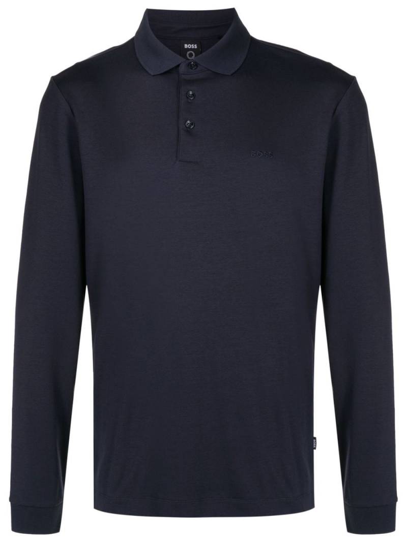 BOSS long-sleeved polo shirt - Blue von BOSS