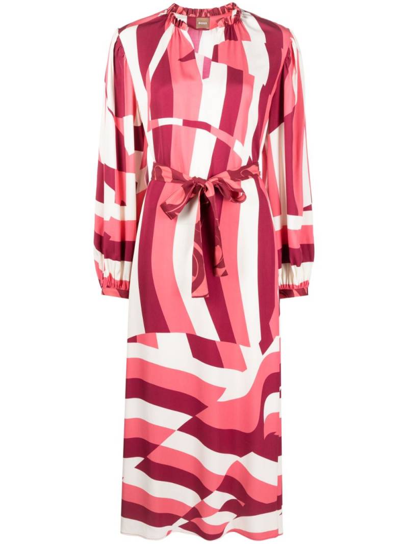 BOSS long-sleeves striped long dress - Pink von BOSS