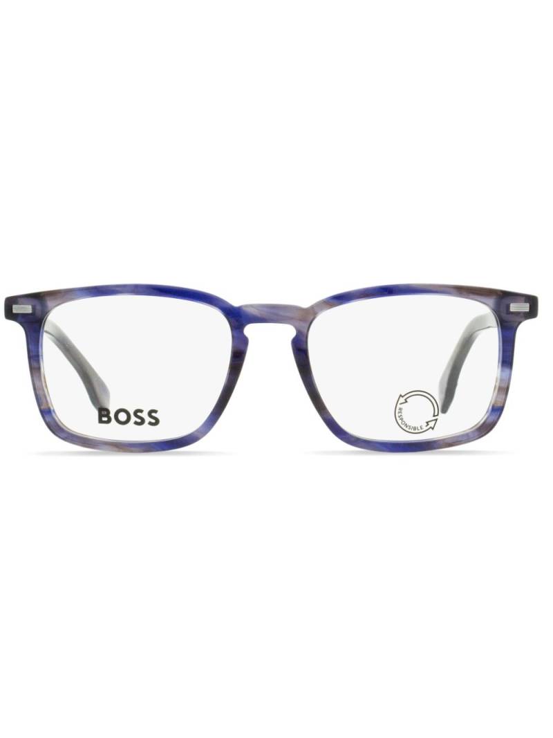 BOSS marbled rectangle-frame glasses - Blue von BOSS