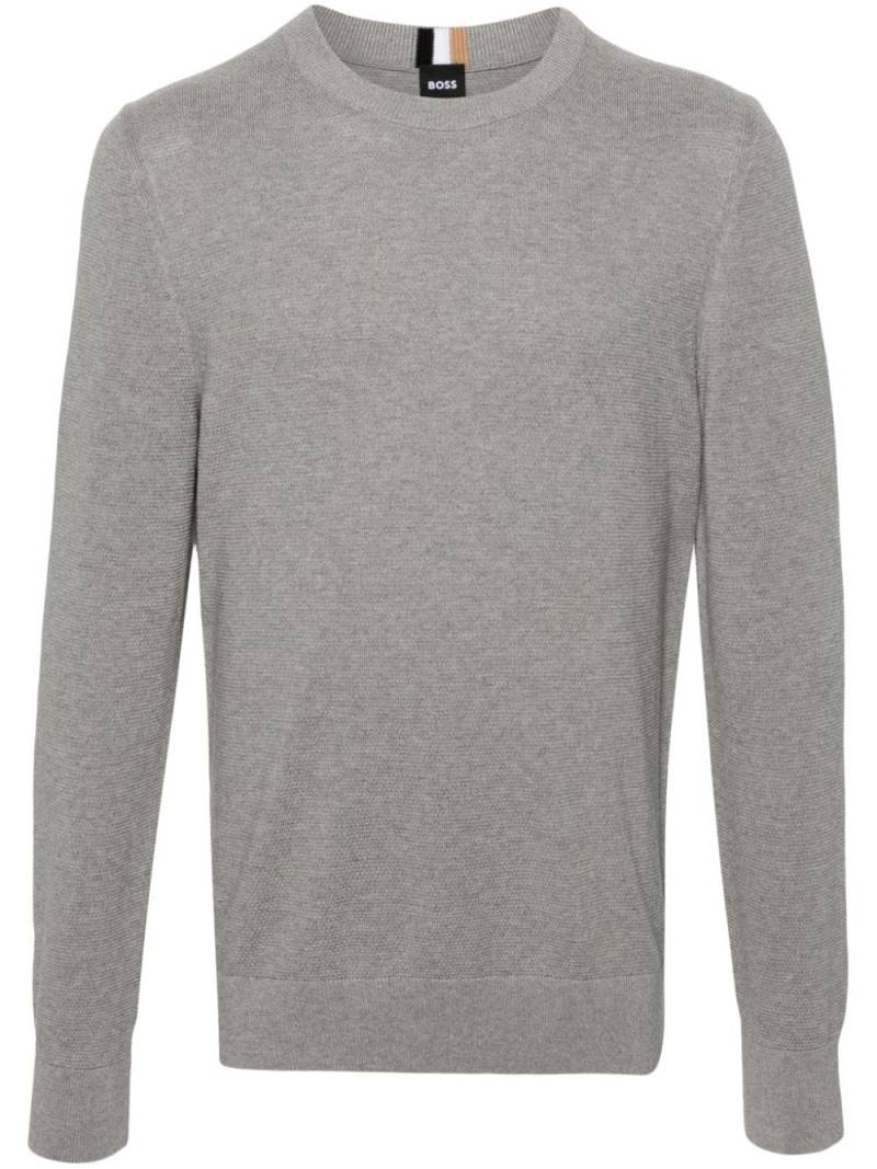 BOSS mélange-effect cotton jumper - Grey von BOSS