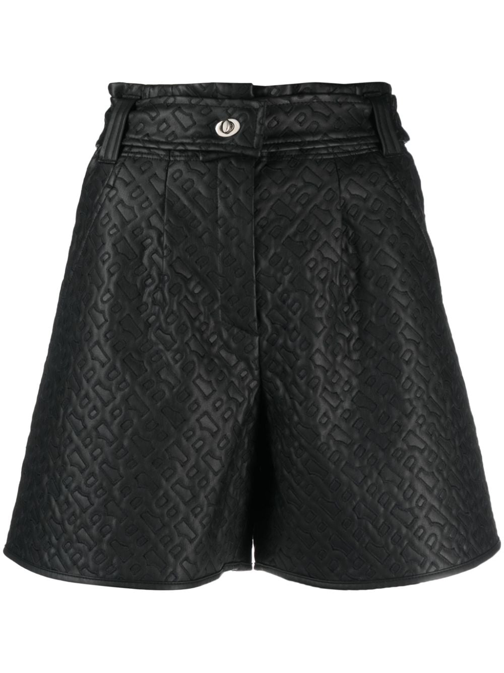 BOSS monogram-embossed high-waisted shorts - Black von BOSS